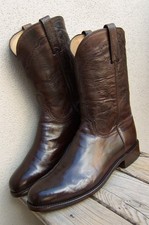 LUCCHESE Mens Cowboy Western Boots Rich Walnut Brown Round Toe Ropers Size 10.5D picture