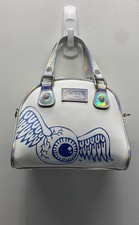 Vintage 2000s Von Dutch White Iridescent Flying Eyeball Mini Bowling Bag picture