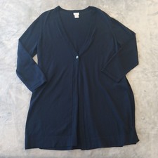 Chico's Shirt Womens US Large Blue Long Sleeve Single Button Lightweight Slits picture