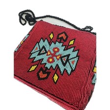 Vintage Gammon Shire Beaded Southwest Motif Shoulder Bag Red Blue Black 1993  picture