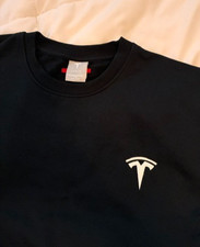 Official Black Tesla Unisex Mens Crewneck Sweatshirt Embroidered Logo Size S picture