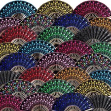 Geetery 100 Pcs Chinese Folding Hand Fan Bulk for Line Dancing, Colorful Clackin picture