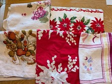 GORGEOUS LOT OF *5*  PERFECT TRUE VINTAGE MCM PRINT TABLECLOTHS--4 signed picture