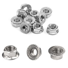 40pcs M6 Flange Nutmm Hexagon Serrated Flange Nuts, 304 Stainless Steel, M6-1.0 picture