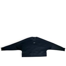 Nike Pro Women's Black Cropped Crewneck Top With Mesh Swoosh On Back picture
