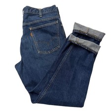 Vintage 60's Levi's BIG E Orange Tab 606 Slim Fit Dark Wash 34x30 RARE #4 Button picture