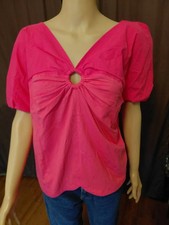 Anthropologie Maeve pink puff sleeve top XL NWT  picture