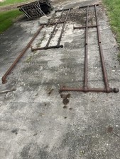 antique metal pipe railings lot w/ cast steel bases & ball finials reclaimed picture