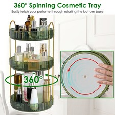 3 Tier Cosmetic Makeup Organizer Storage Shelf 360 Degree Rotating Display Case picture
