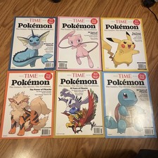 6 Pokemon Time Magazines Pikachu, Mew,Vaporeon, Squircle, Ho-oh Lugia, Arcanine picture