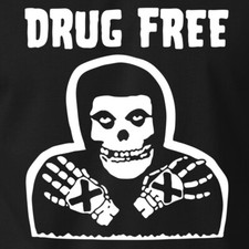 Misfits DRUG FREE T-Shirt Skull Horror Punk Rock Band Logo Concert USA Tour Tee picture