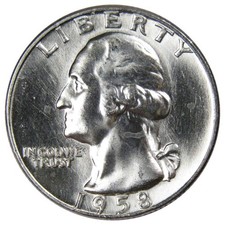 1958 D Washington Silver Quarter Uncirculated Mint State 25c Coin picture