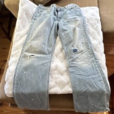 BKE Tyler men’s Light Wash Distressed Straight Leg Mid Rise 5-Pocket Jeans picture