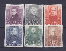 Austria 1931, Sc# B93-B98 Semi-postal, Austrian Poets, VF MNH picture