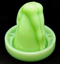 McKee Jadeite Bottoms Up Shot Glass Cup UV Shine 77725 W/Jadeite Coaster picture