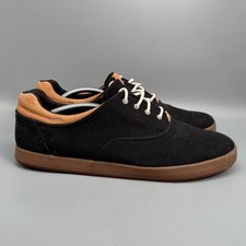 Olukai Makani Men's 13 Black Tan Canvas Lace-Up Low Top Walking Casual Sneakers picture
