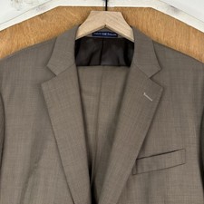 Bespoke Suit Mens 42R Brown 2 Button Super 180s Wool Cashmere Canvased 36x31 picture