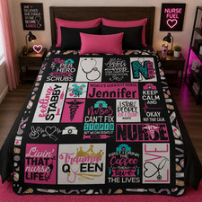 Personalized Nurse Throw Blanket #1 - Nurse Collage Gift picture