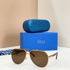 Zilli ZI80130 Aviator Sunglasses 63□13-143 Gold Frame Brown Lens Luxury Shades picture