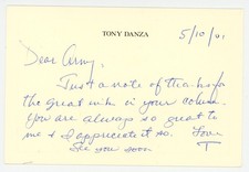 Tony Danza - Initialed & Handwritten Note on Card picture