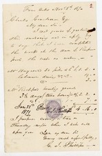 1870 Antique Handwritten Receipt Letter Dam Work Piles Gravel Penny Stamp picture