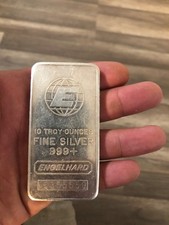 Vintage Englehard 10 troy oz 999+ fine silver bar picture