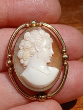Vintage LS Peterson 1/20-12K Gold Filled Carved Shell Cameo Necklace Pendant Pin picture