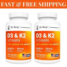 (2 Pack) Dr. Berg’s Nutritionals 100mg Vitamin D3 & K2 Supplement - 120 Capsules picture