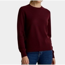 Quince Womens S NEW Mongolian Cashmere Crewneck Sweater Burgundy Quiet Lux Chic picture
