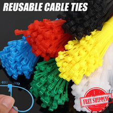 100PCS Reusable Cable Ties 4x150mm Nylon Zip Ties Removable Mixed Colors picture