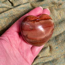 Polished Heart-Shaped Polychrome Jasper Crystal Palm Stone Specimen picture