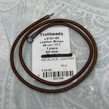 Authentic Trollbeads Brown Leather Necklace 17.7 inch/45 cm, New & LAST ONE picture