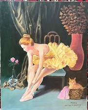 Ballerina oil on Canvas Signed 20th Century Artist Unknown picture