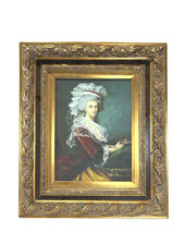 1960s Marie Antoinette Portrait Oil Painting After Vigee Le Brun Gilt Frame 26