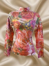 Y2K F&F Rose Tattoo Mesh Long Sleeve 2000s Indie Sleaze Fairy Grunge One size picture