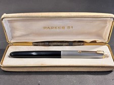 NOS PARKER 51 AEROMETRIC FOUNTAIN PEN BLACK ARGENTINA TWO TONES CAP (BFP742) picture