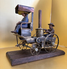 Orvelo Wood, Vintage Modern Brutalist Metal Sculpture Steam Driven Car picture