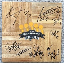 2013 2014 SAN ANTONIO SPURS BASKETBALL TEAM SIGNED FLOORBOARD POPOVICH MANU +9 picture