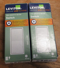 Leviton 5601-2AW- 15A 120/277V decora antimicrobial switch Lot of 2 picture