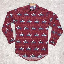 Vintage Wrangler Brushpopper Pearl Snap Shirt Mens Small Western Cowboy Horse  picture