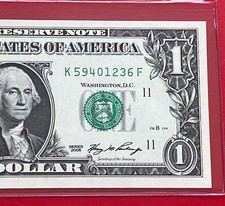 2006 $1 Dollar Bill FRN, ( DALLAS K ) UNCIRCULATED BANKNOTE. picture