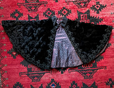 Antique Victorian Black Velvet Cape Soutache Embroidery Edwardian Opera Cloak picture