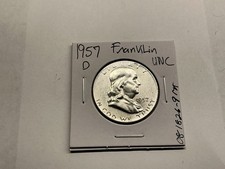 1957 D Franklin Uncirculated 90% Silver Half-Dollar 081826 09rk picture