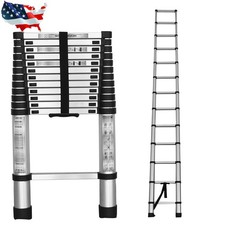 10.5/12.5/14.5FT Aluminum Non-Slip Telescoping Ladder Extension Folding Ladders picture