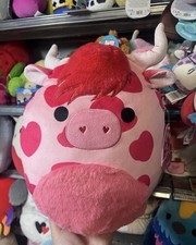 Squishmallow LAURIE HIGHLAND COW RED & PINK HEARTS 12” Valentines Plush NWT picture