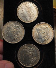 PAP'S COINS 4 Morgan Dollars 1882 S EF 1883 O EF 1888  EF  1889 EF picture