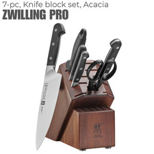 SALE ZWILLING Pro Knife 7-pc Block Set, Acacia,GERMAN-MADE NWT picture