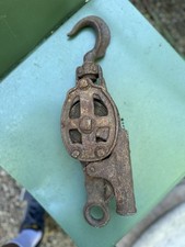 WESTERN AMERICAN AGRICULTURAL  ANTIQUE FARM-RANCH STEEL IRON RATCHET PULLEY HOOK picture