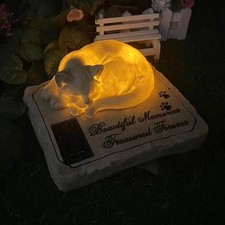 Solar Light Cat Memorial Stone Cat Grave Markers Cat Headstone Cat Memorial P... picture