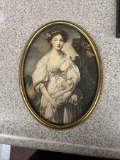 Antique Brass Frame & Print “The Broken Pitcher” By Jean-Baptiste Greuze picture